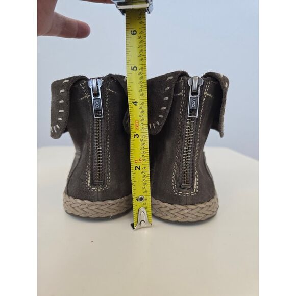 UGG Varney Ankle Boots 9 Gray Suede Flat Foldover Zip Booties Espadrille Style - Picture 5 of 8